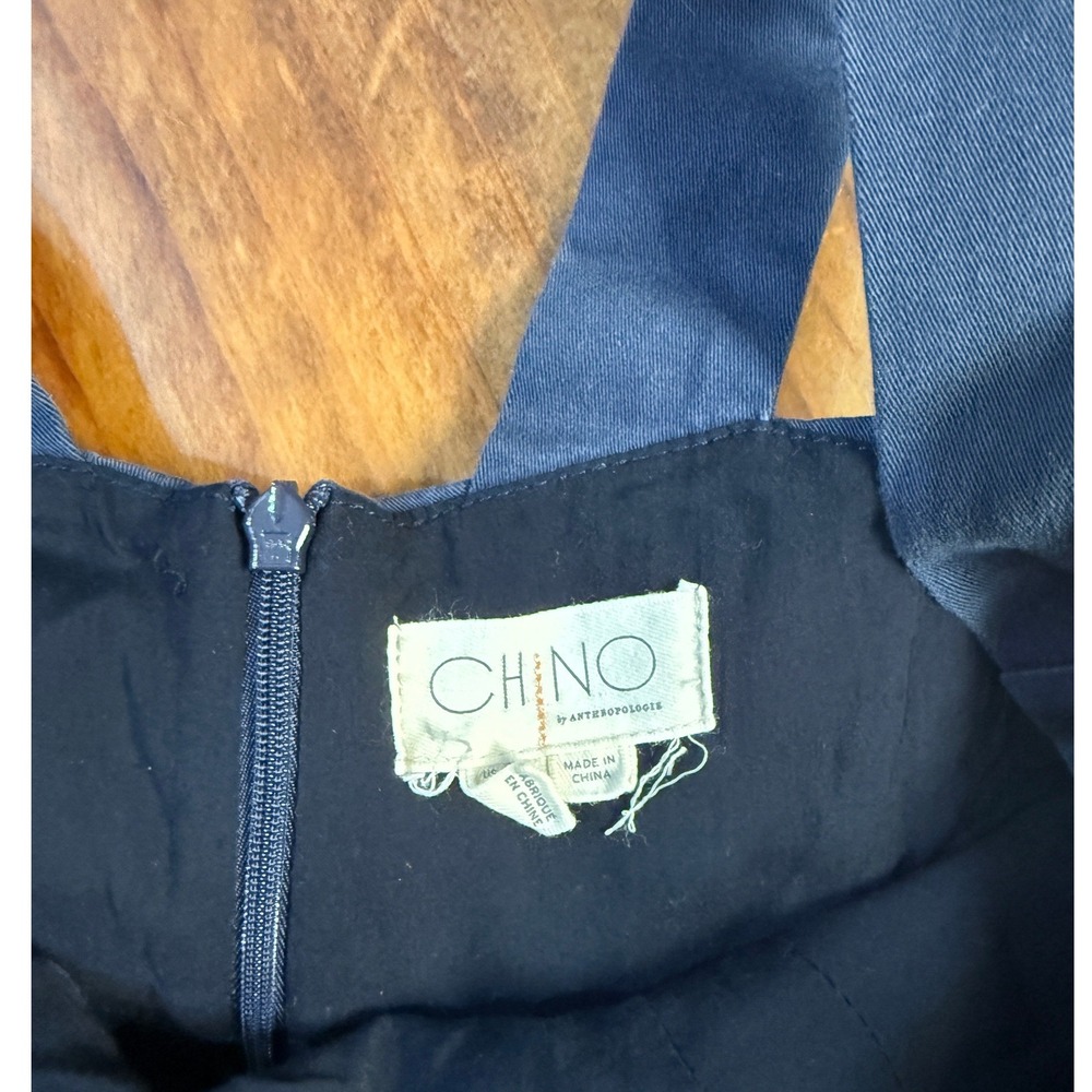Anthropologie Chino Wide leg Jumpsuit 2 Navy Cotton Stretch Sleeveless Q3-12 - Picture 4 of 7